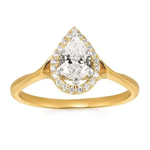 14KT Gold Diamond Engagement Semi-Mount Ring for Pear Shape