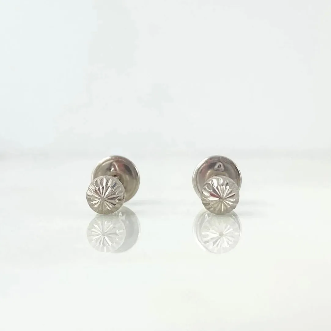 18K White Gold Diamond Cut Ball Stud Earrings / 0.55gr / 4mm