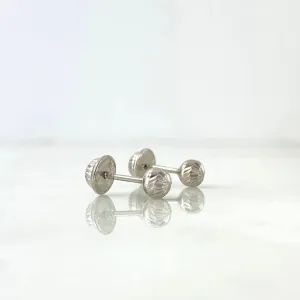 18K White Gold Diamond Cut Ball Stud Earrings / 0.55gr / 4mm