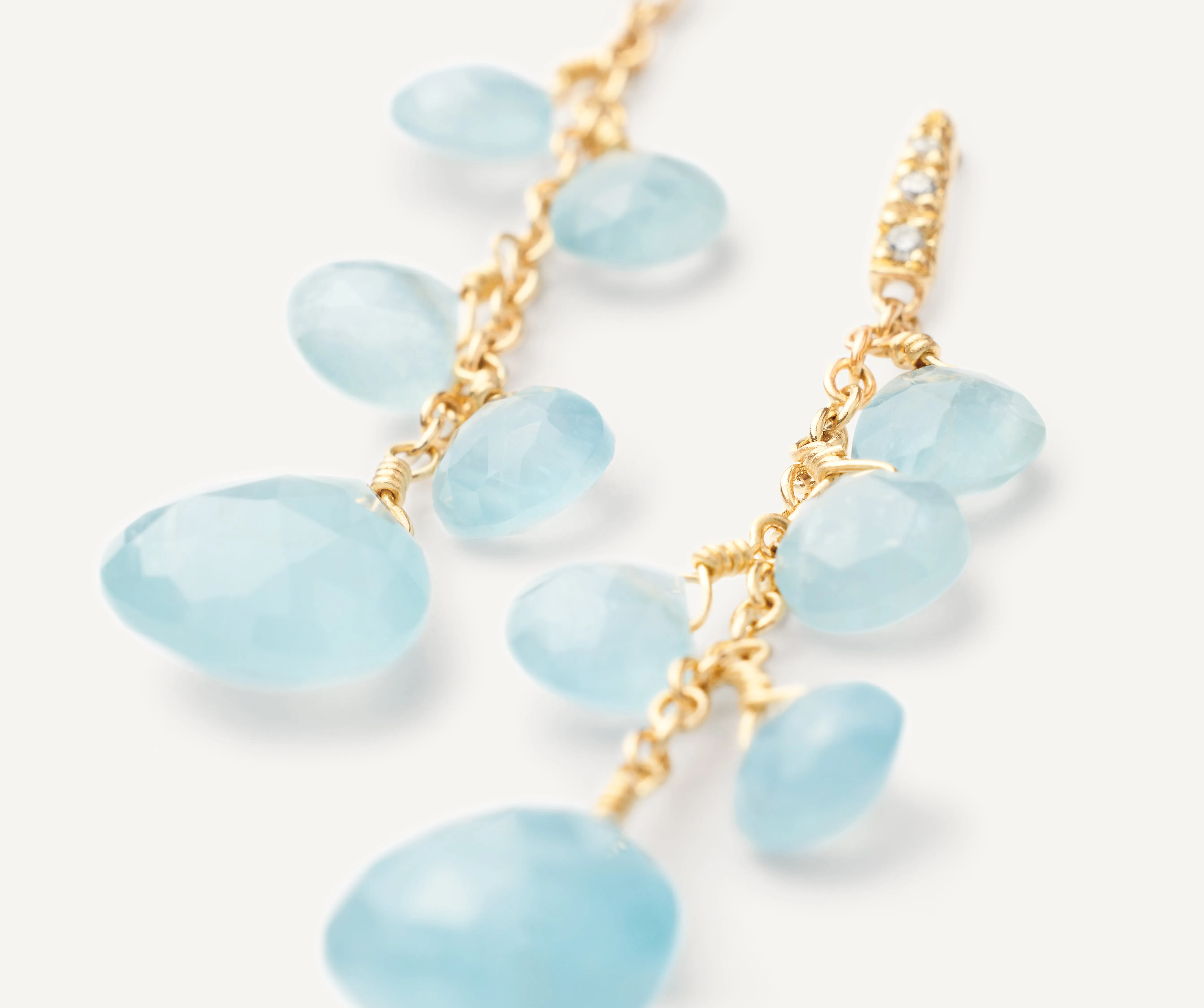 18K Yellow Gold Aquamarine Earrings With Diamonds