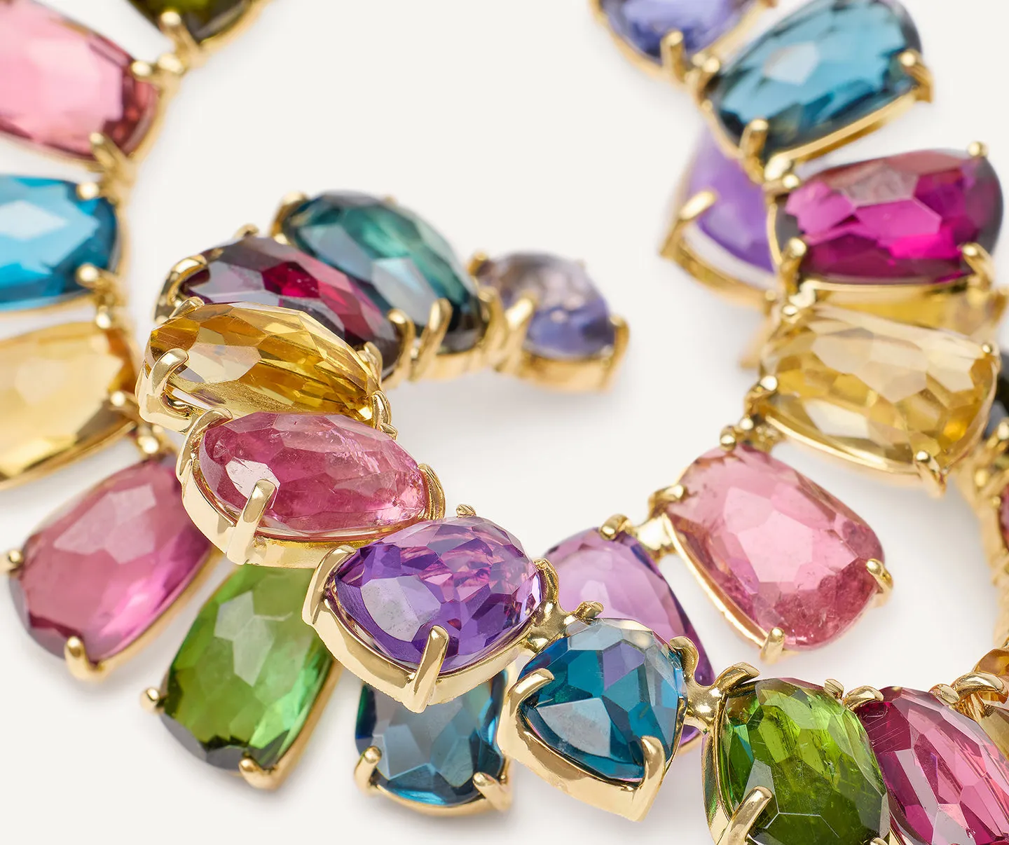 18K Yellow Gold Statement Gemstone Medium Wrap Hoops