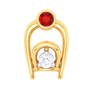 18KT Two Bamboo Kulo Shaped Nosepin With A Yellow And Red Stone From P.c Chandra Jewellers