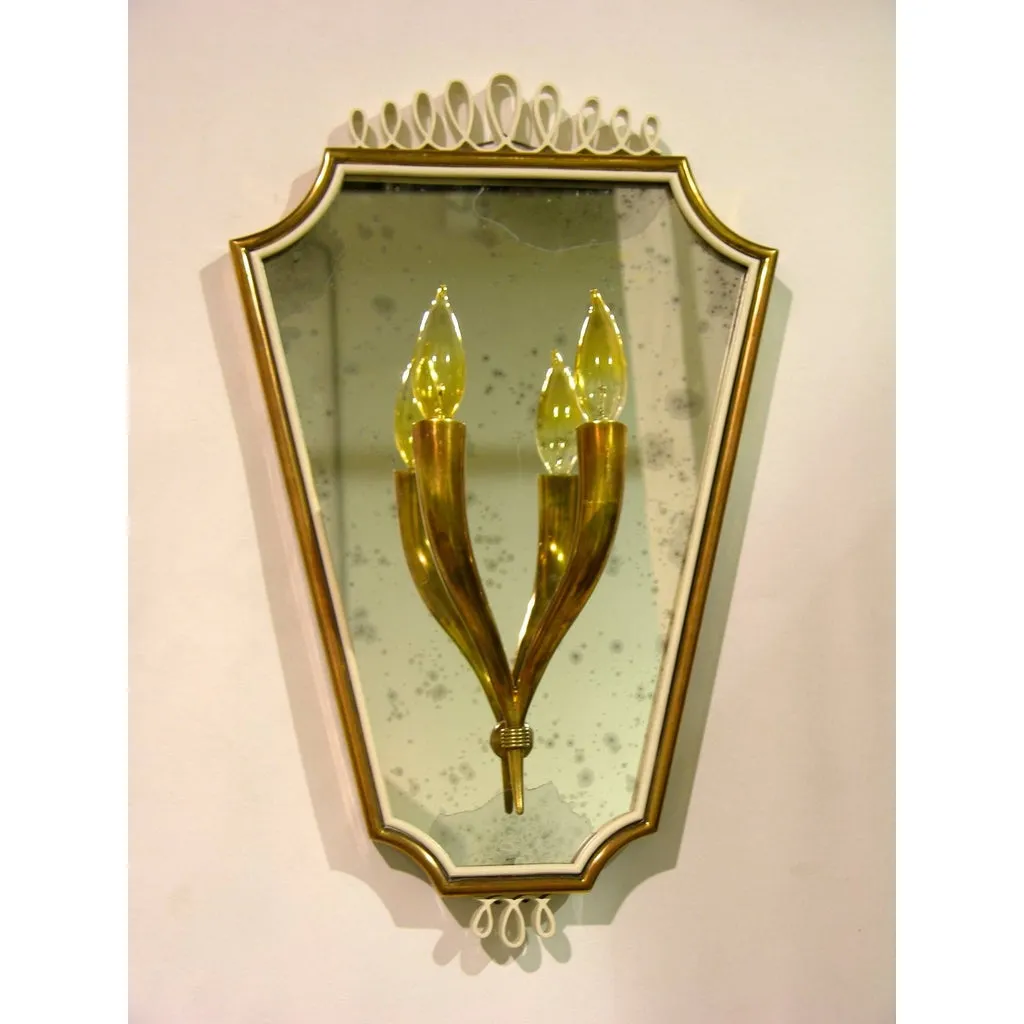 1940s Pair of Italian Mirrored Wall Lights
