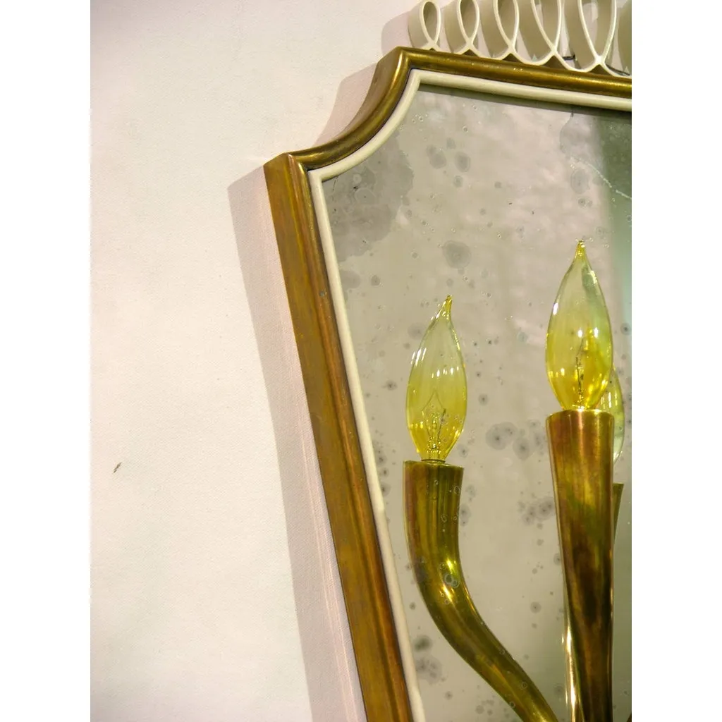 1940s Pair of Italian Mirrored Wall Lights