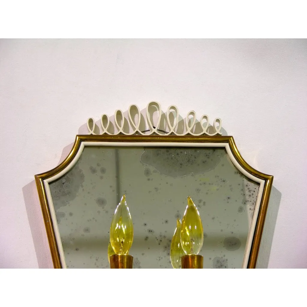 1940s Pair of Italian Mirrored Wall Lights
