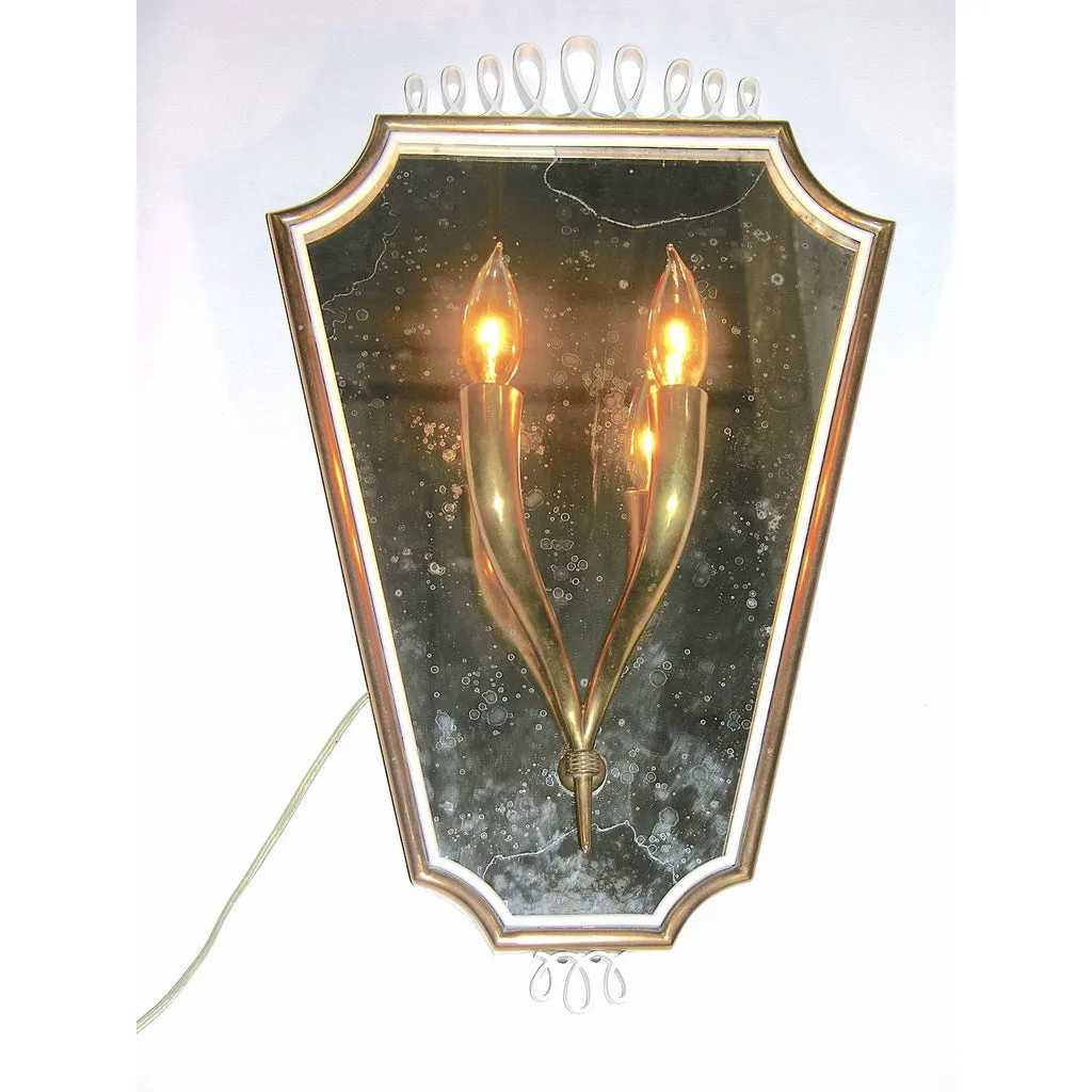 1940s Pair of Italian Mirrored Wall Lights