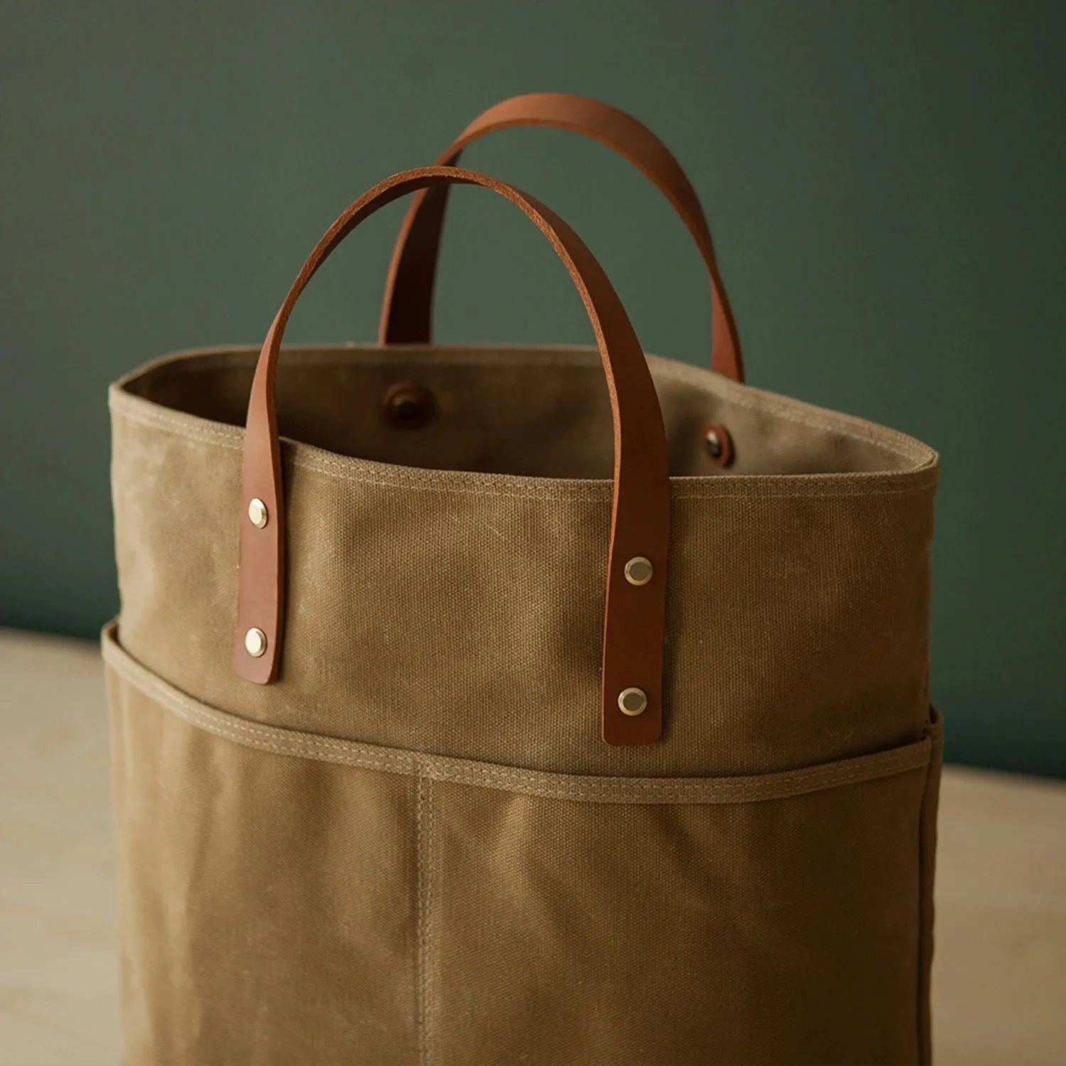 2 Way Tote Waxed Canvas Kraft
