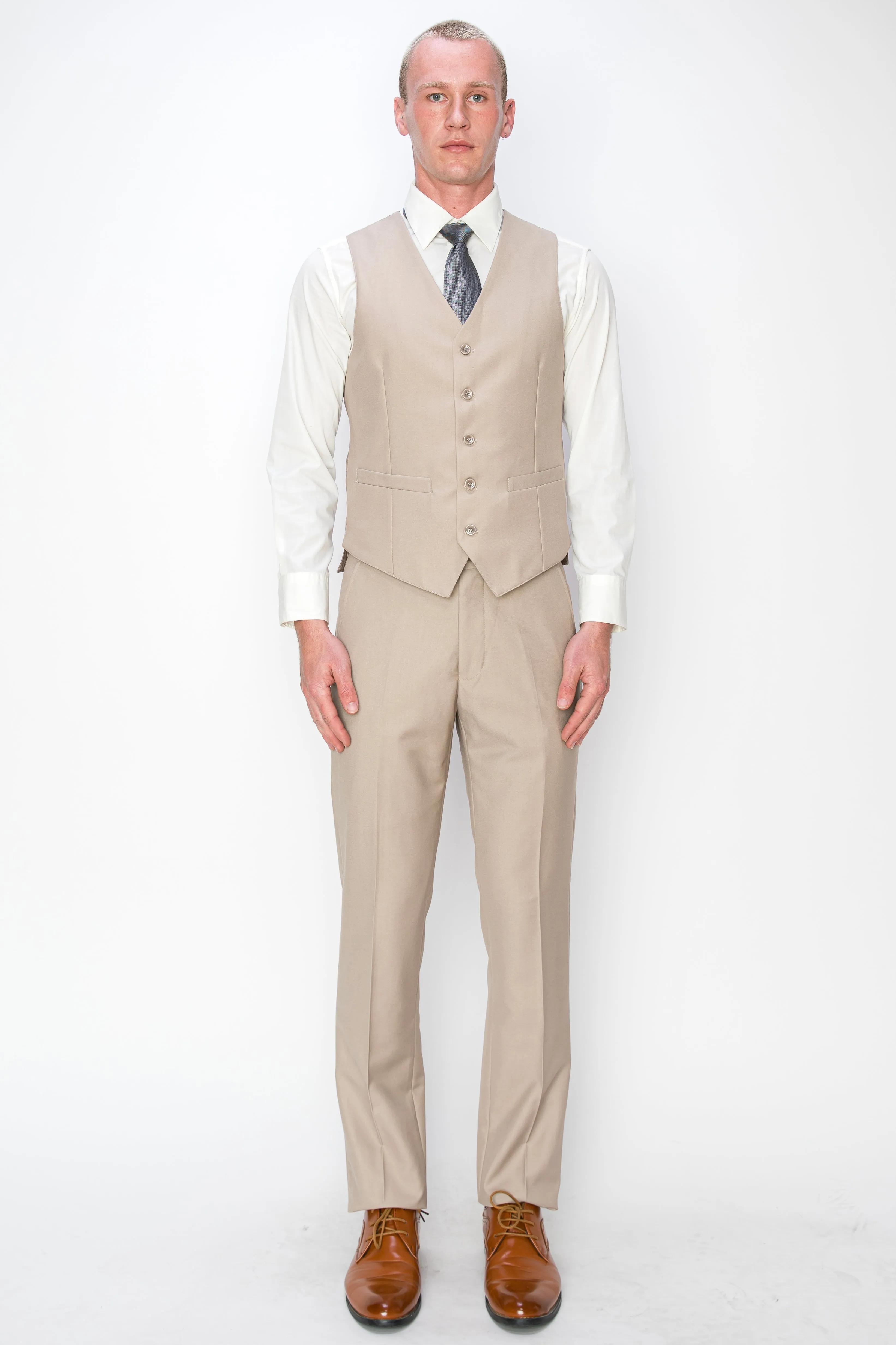 3 Piece Classic Fit Suits - Beige (874507R)