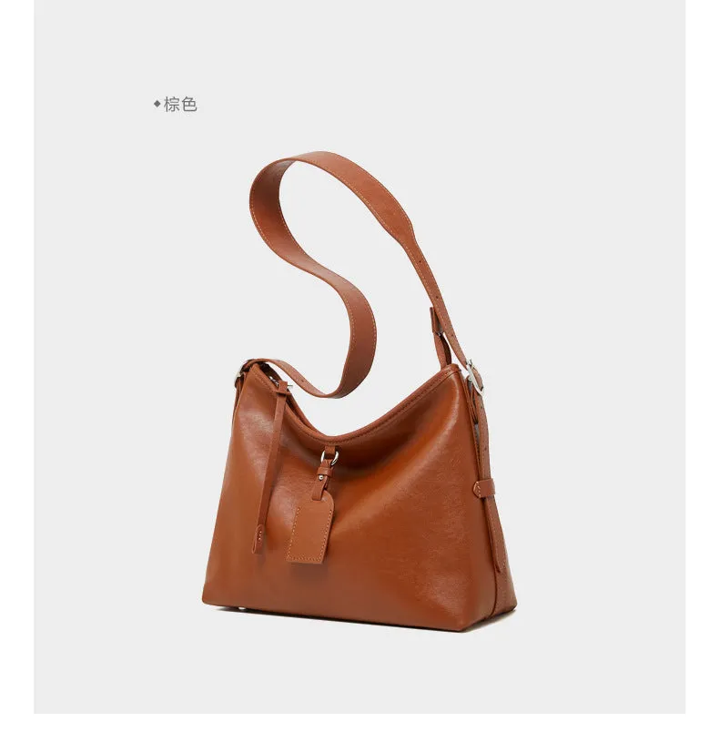 31CM Leather women's  cowhide large capacity shoulder bag 2869 brown