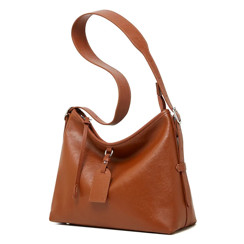31CM Leather women's  cowhide large capacity shoulder bag 2869 brown