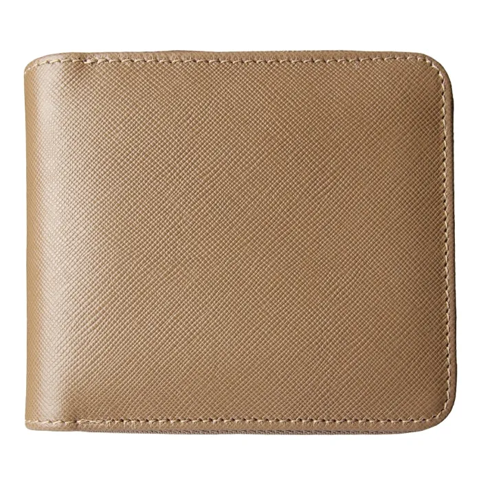 4 Credit-Cards Saffiano Leather Zipped Wallet Taupe