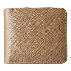 4 Credit-Cards Saffiano Leather Zipped Wallet Taupe