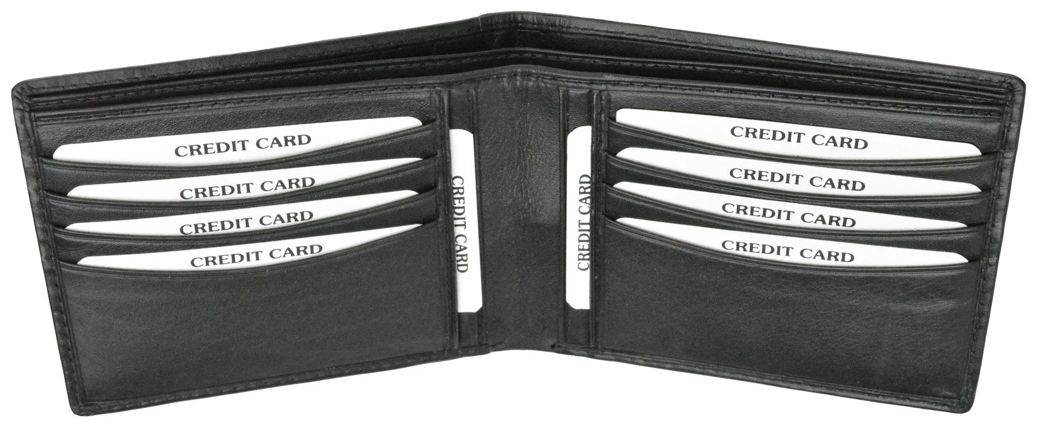 600534-BK Genuine Leather Compact Multi-Card Wallet with Removable Card ID Window