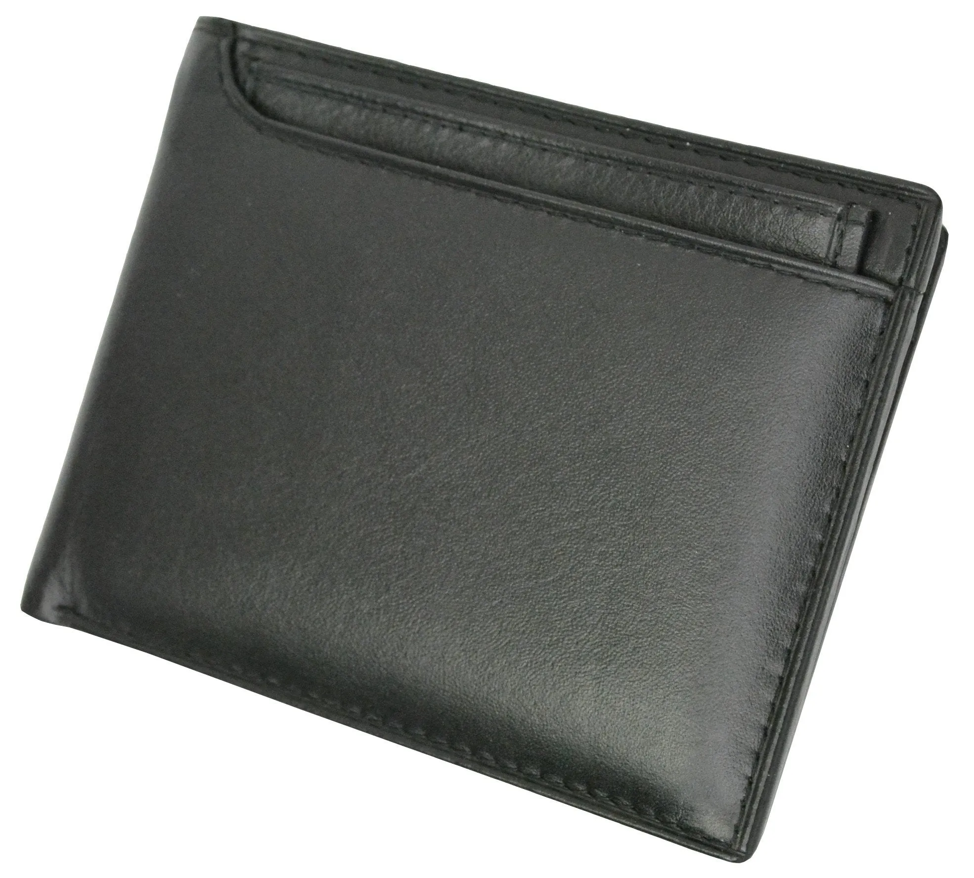 600534-BK Genuine Leather Compact Multi-Card Wallet with Removable Card ID Window