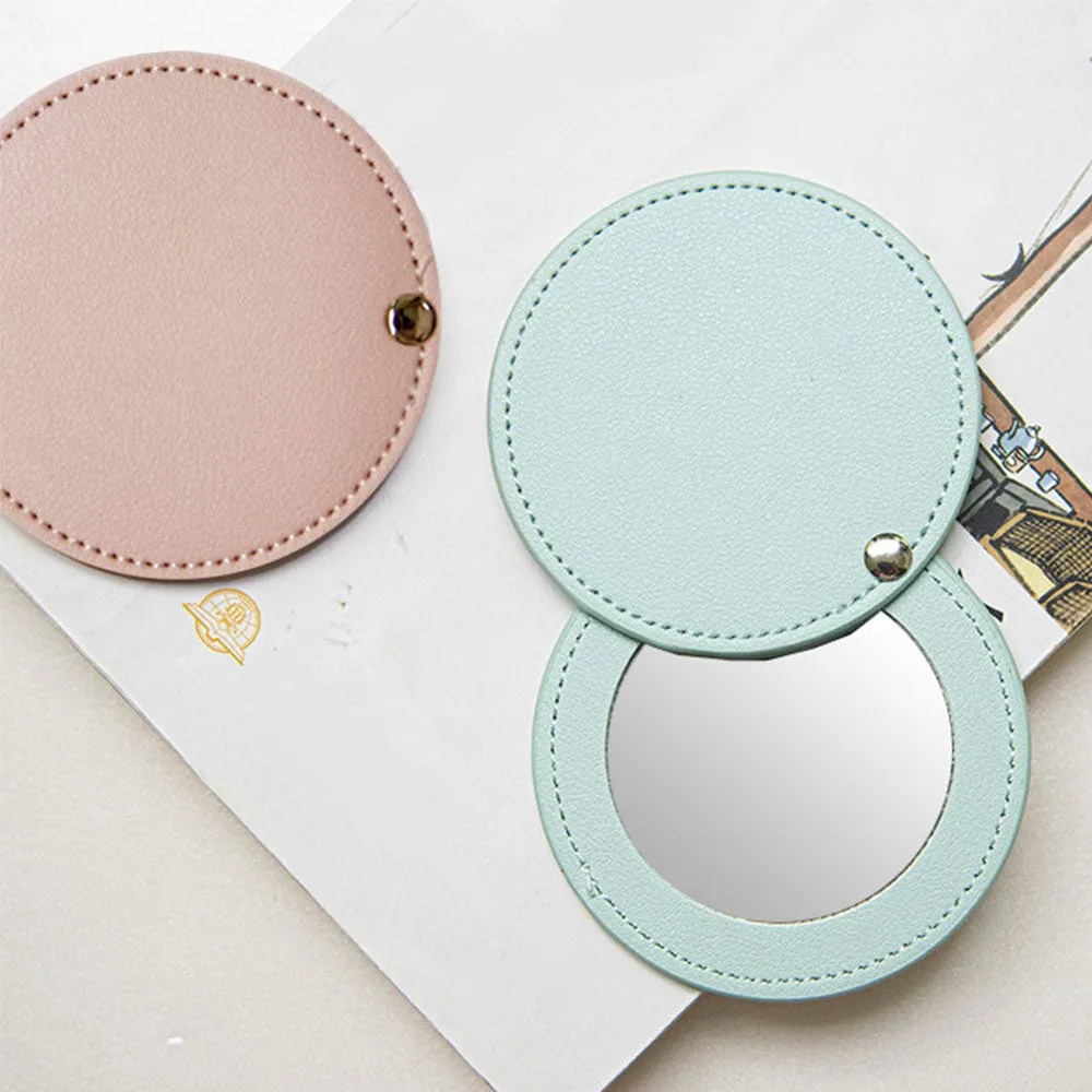 (Ø8cm) Makeup Bag Makeup Mirror Travel Cosmetic Mirror - White