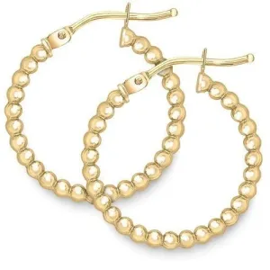 9ct Gold 15mm Beaded Round Hoop Earrings