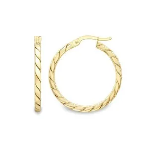 9ct Gold 20mm Twist Round Hoop Earrings