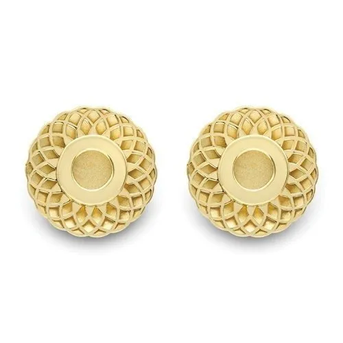 9ct Gold Filigree Round Stud Earrings, Delicate Lacework, 10mm, 1.30g, Gift box included