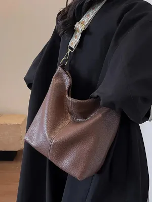 Adjustable Strap Bucket Leather Bag