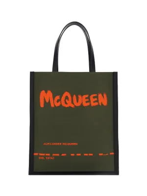 Alexander McQueen Logo Printed Top Handle Tote Bag