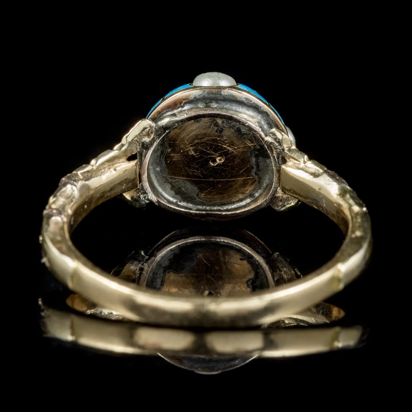 Antique Georgian Blue Forget Me Not Pearl Diamond Ring Dated 1801