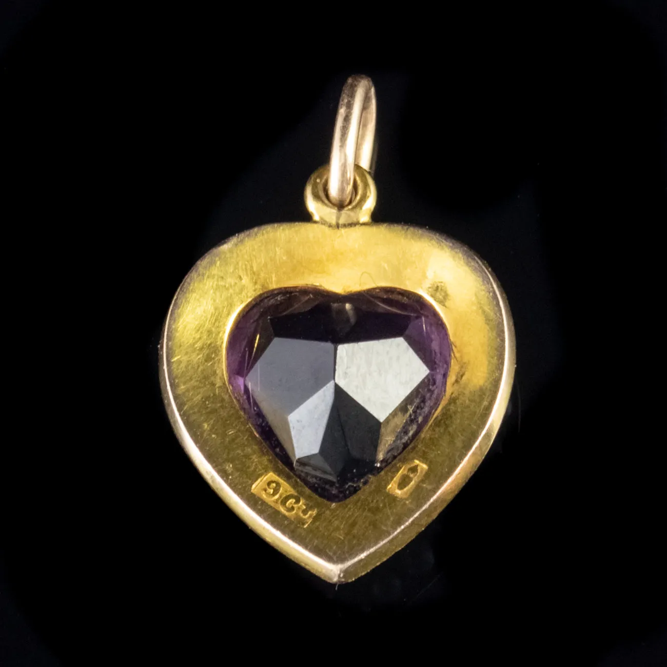 Antique Victorian 3.25Ct Amethyst Pearl Heart Pendant 9Ct Gold Circa 1880