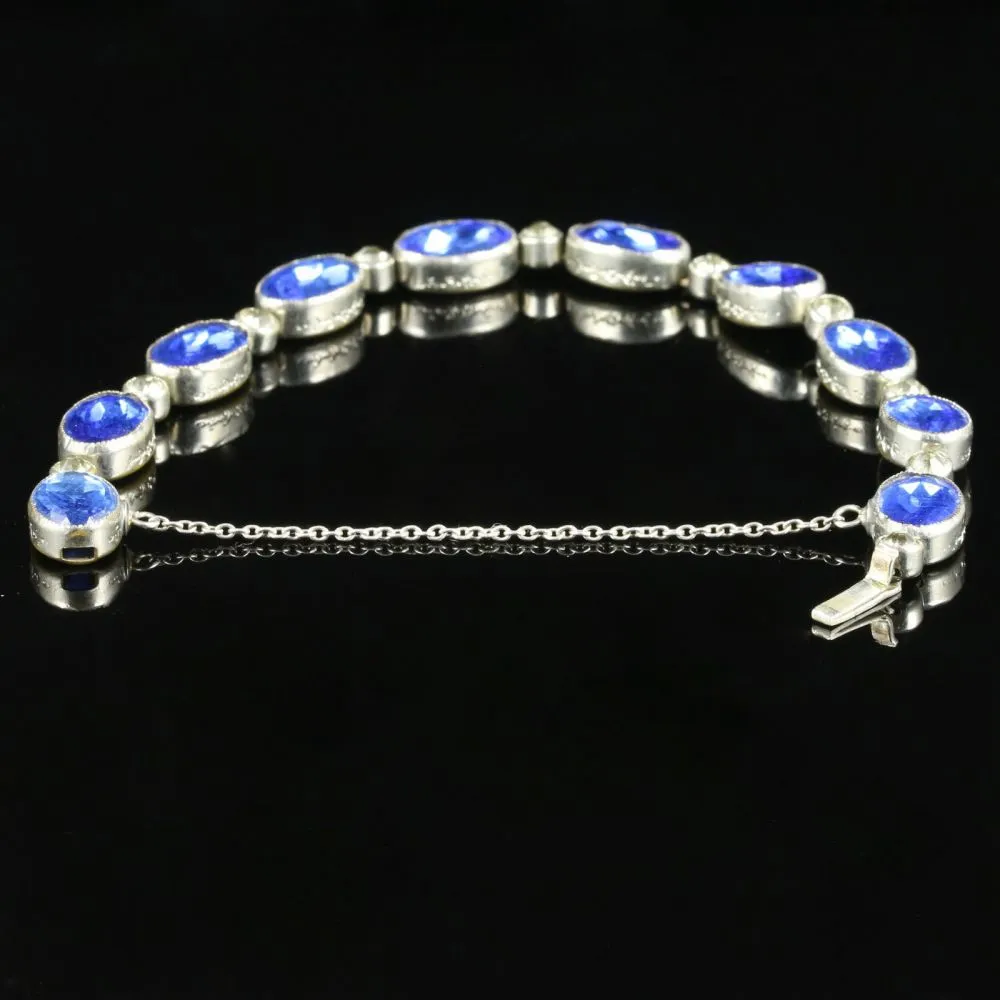 Antique Victorian Bristol Blue Paste Bracelet 1900