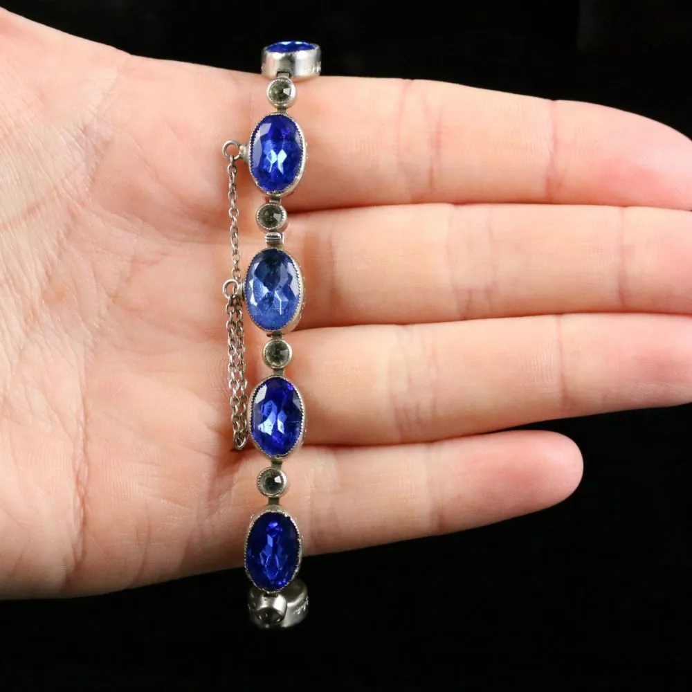 Antique Victorian Bristol Blue Paste Bracelet 1900