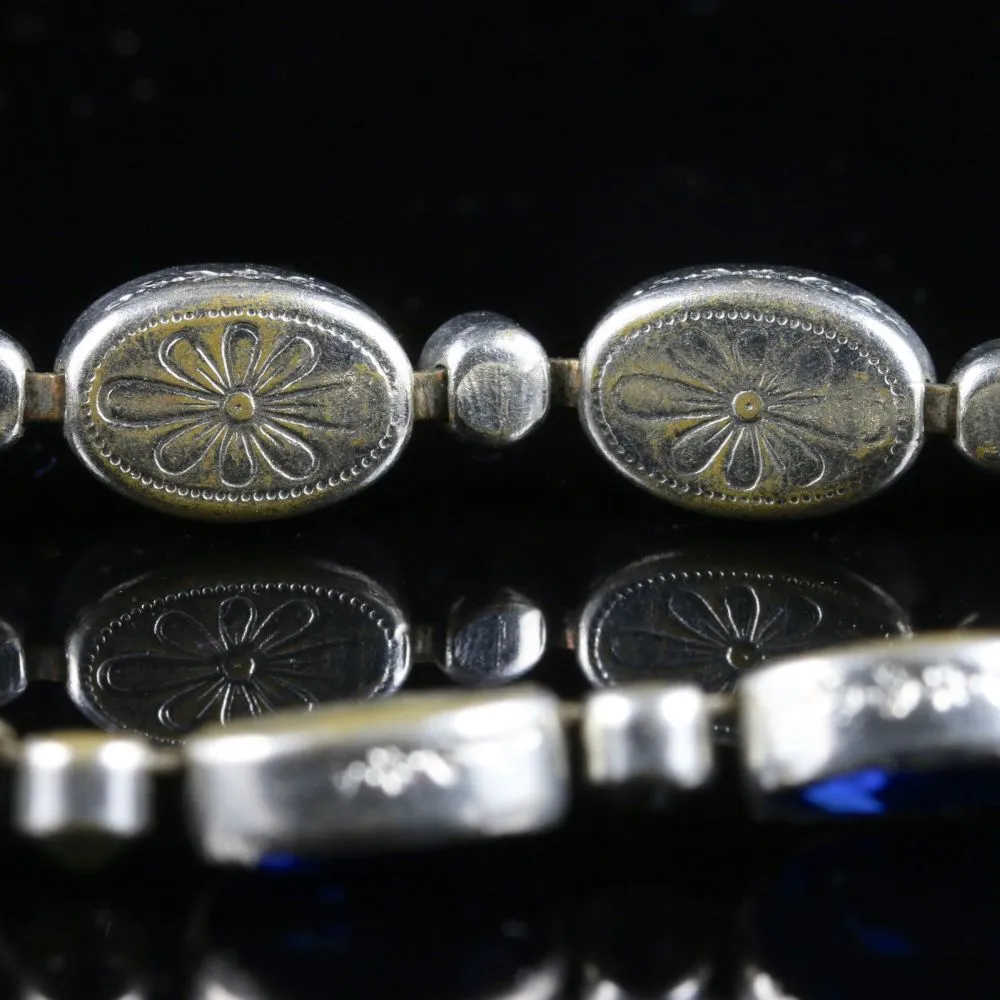 Antique Victorian Bristol Blue Paste Bracelet 1900