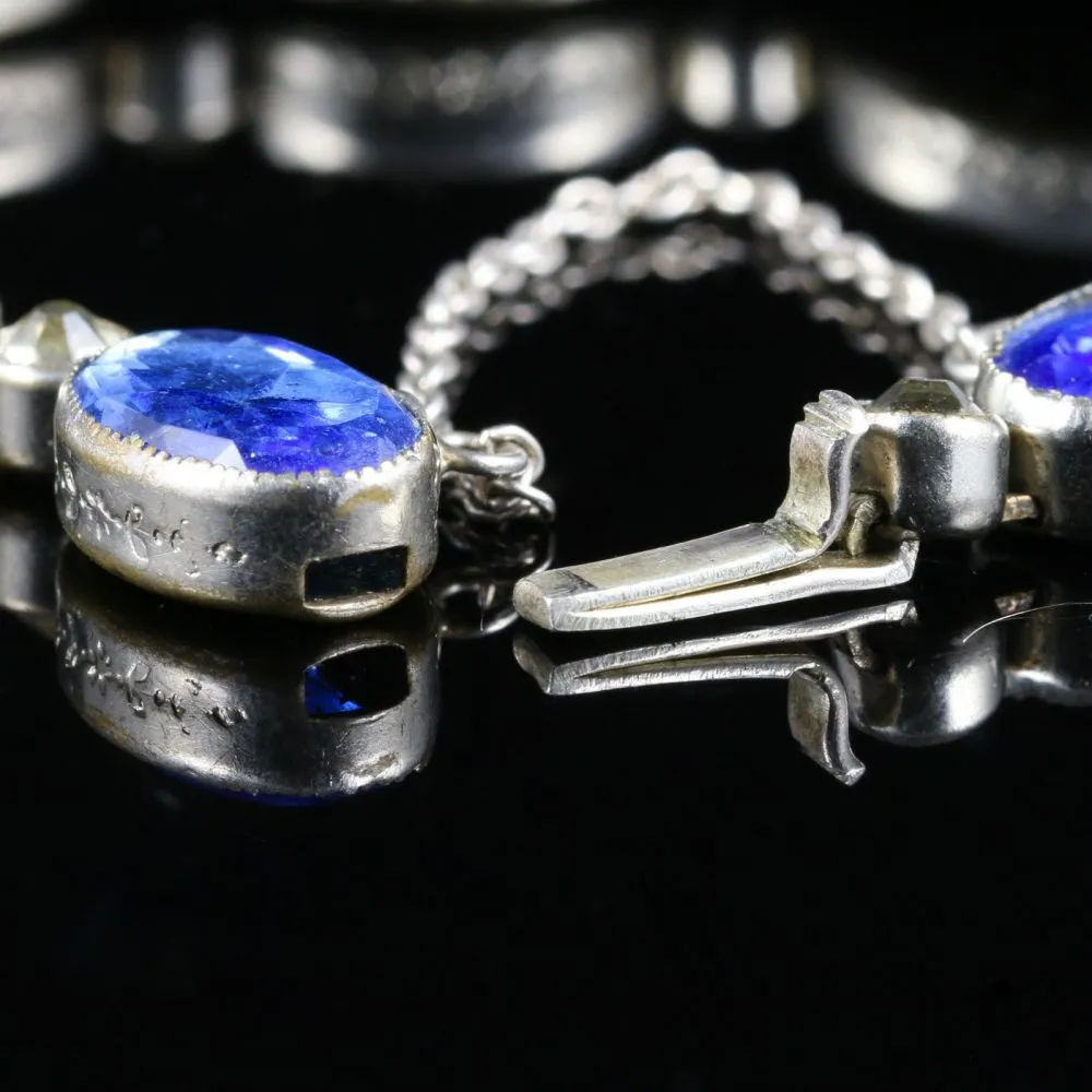 Antique Victorian Bristol Blue Paste Bracelet 1900