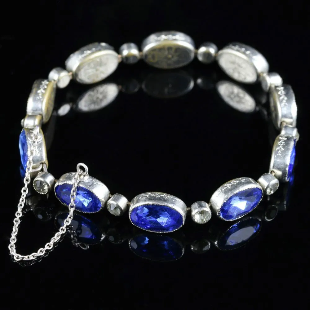 Antique Victorian Bristol Blue Paste Bracelet 1900