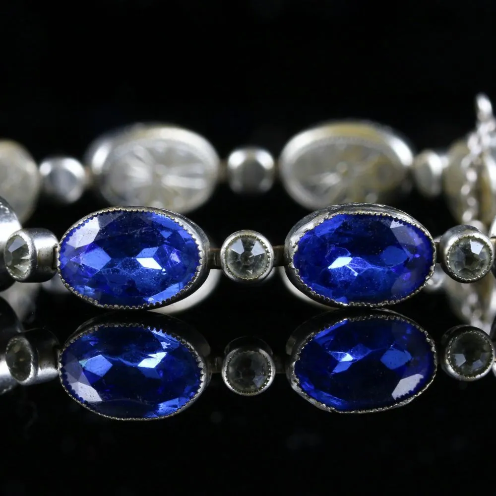 Antique Victorian Bristol Blue Paste Bracelet 1900