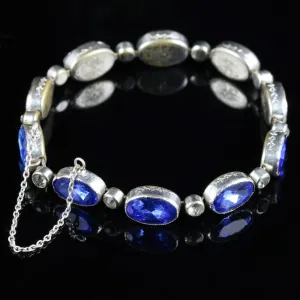 Antique Victorian Bristol Blue Paste Bracelet 1900