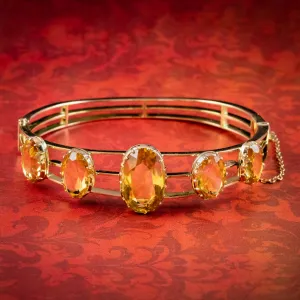 Antique Victorian Citrine Bangle 15ct Gold 22ct Of Citrine Circa 1900
