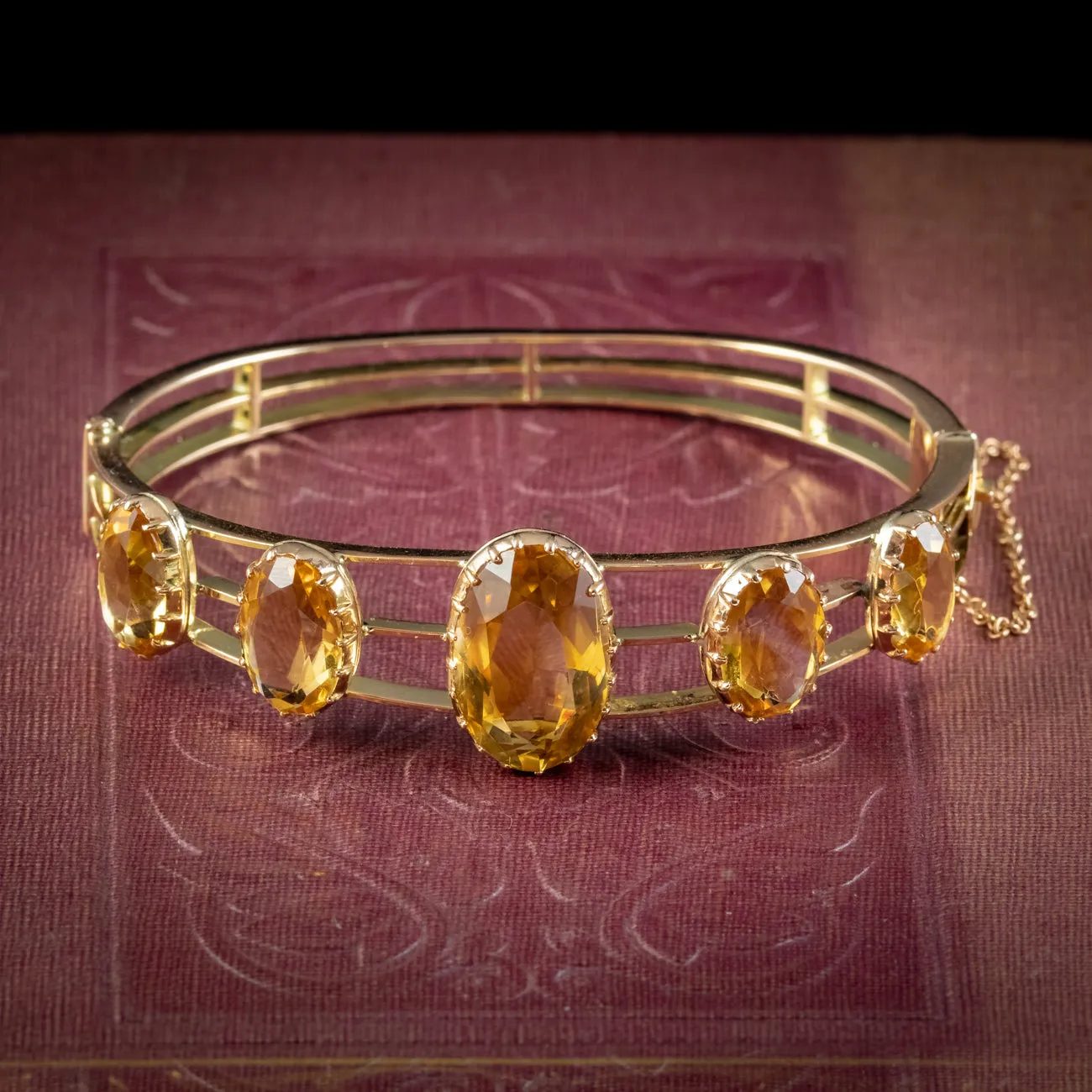 Antique Victorian Citrine Bangle 15ct Gold 22ct Of Citrine Circa 1900