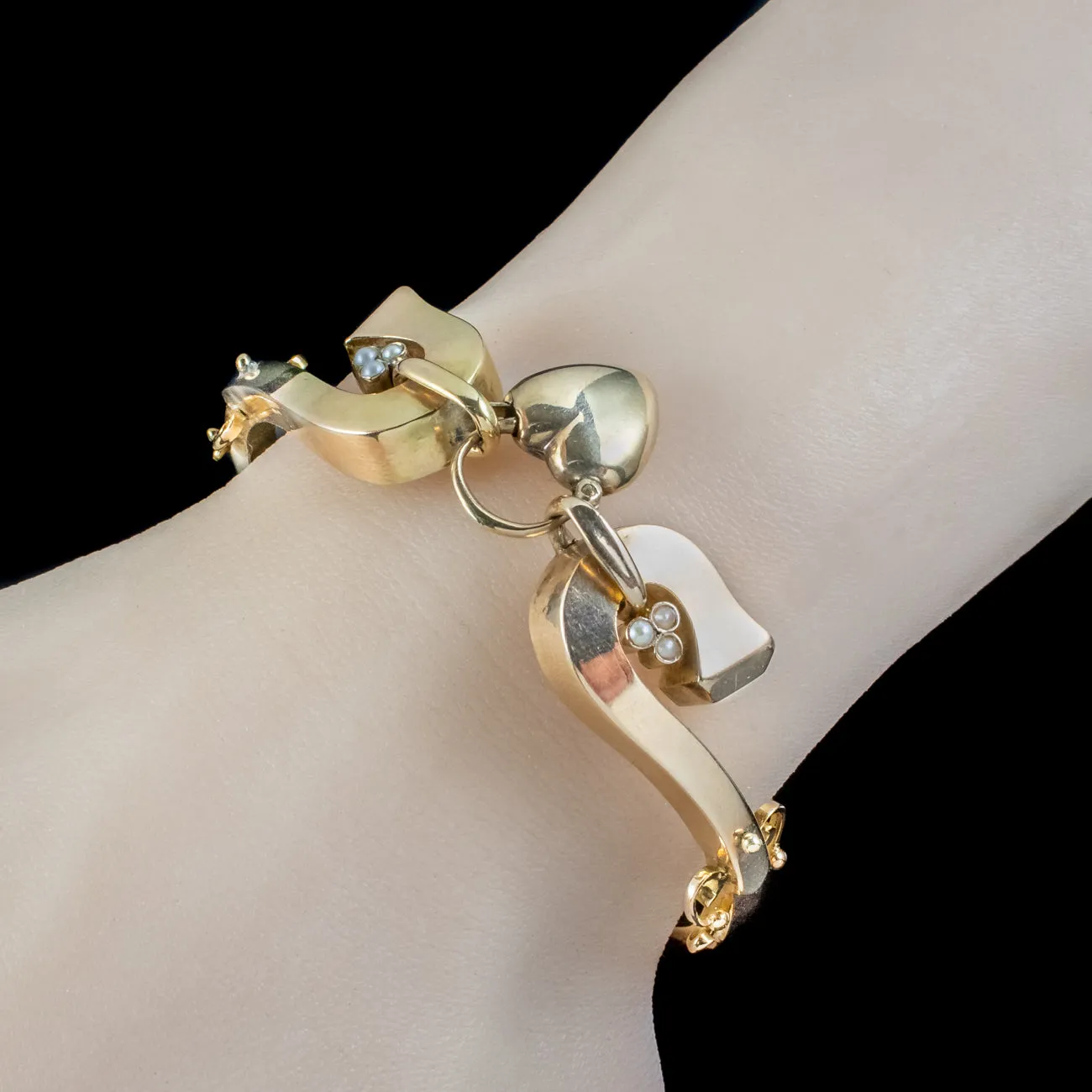 Antique Victorian Heart Padlock Bangle 9ct Gold