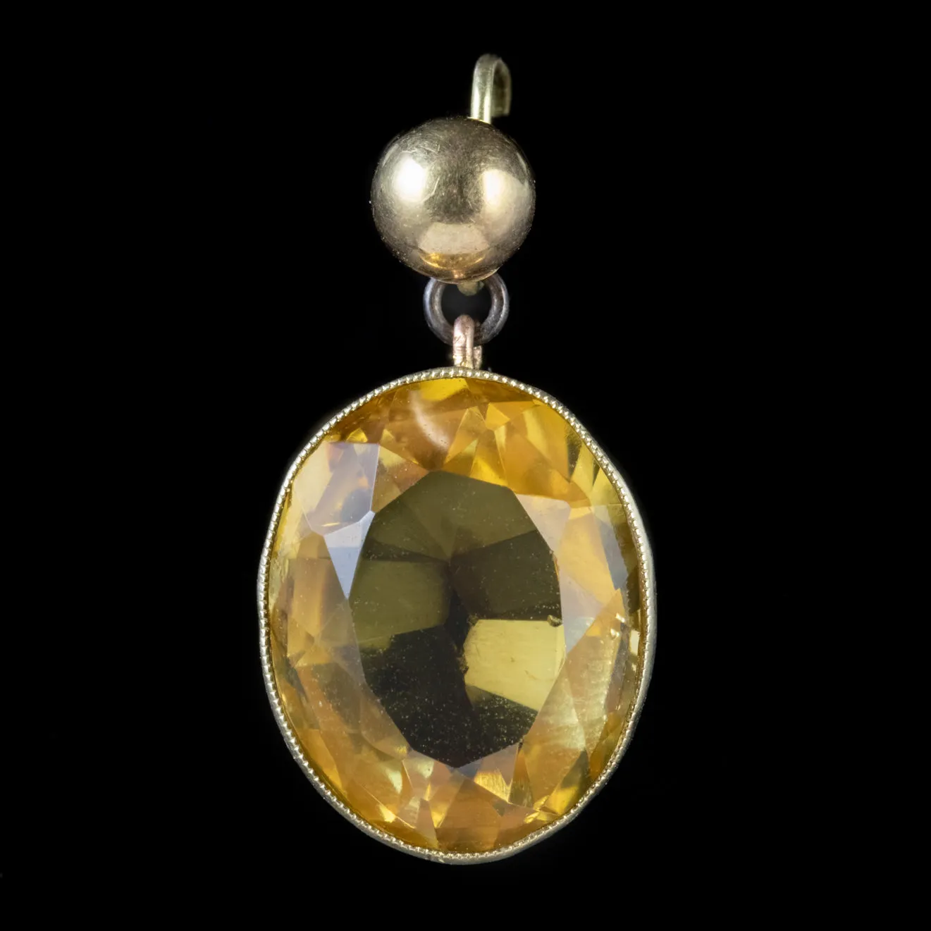 Antique Victorian Large Citrine Gold Earrings Circa 1900
