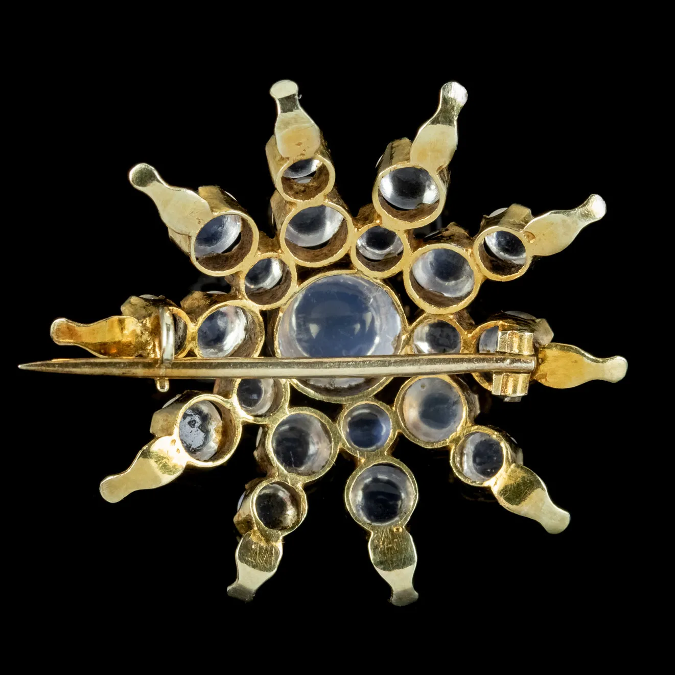 Antique Victorian Moonstone Star Brooch 15ct Gold Circa 1890