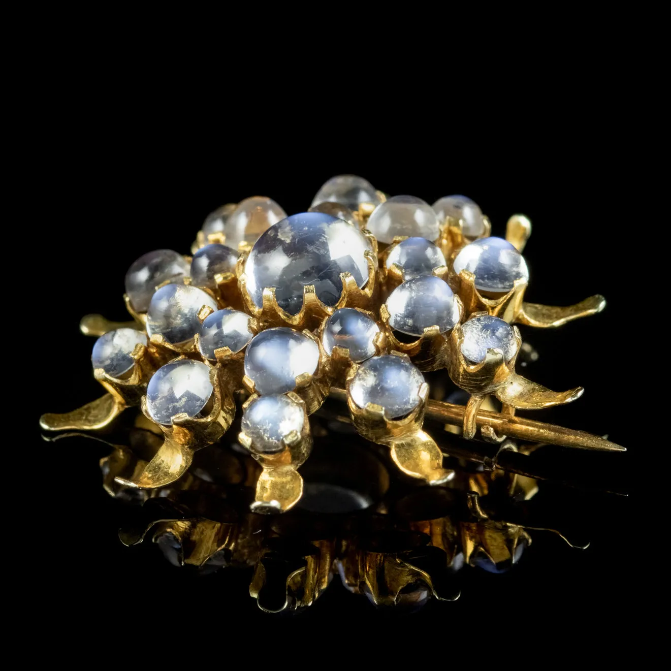 Antique Victorian Moonstone Star Brooch 15ct Gold Circa 1890