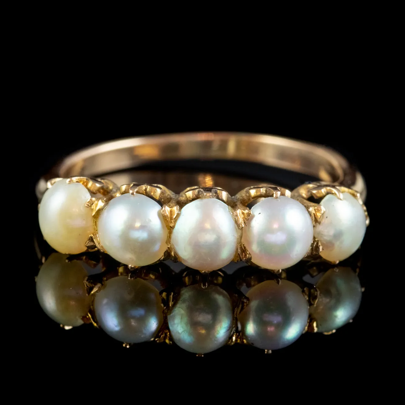Antique Victorian Natural Pearl Ring 15ct Gold Circa 1900