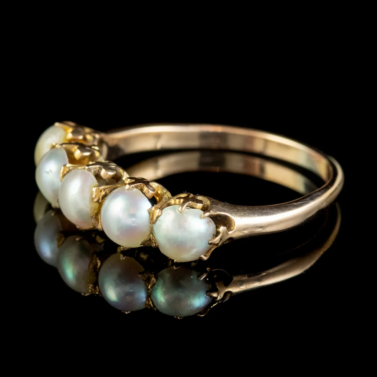 Antique Victorian Natural Pearl Ring 15ct Gold Circa 1900
