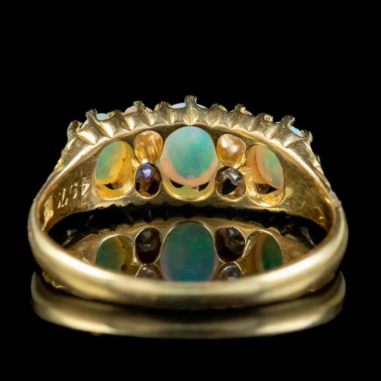 Antique Victorian Opal Diamond Ring 1ct Of Opal
