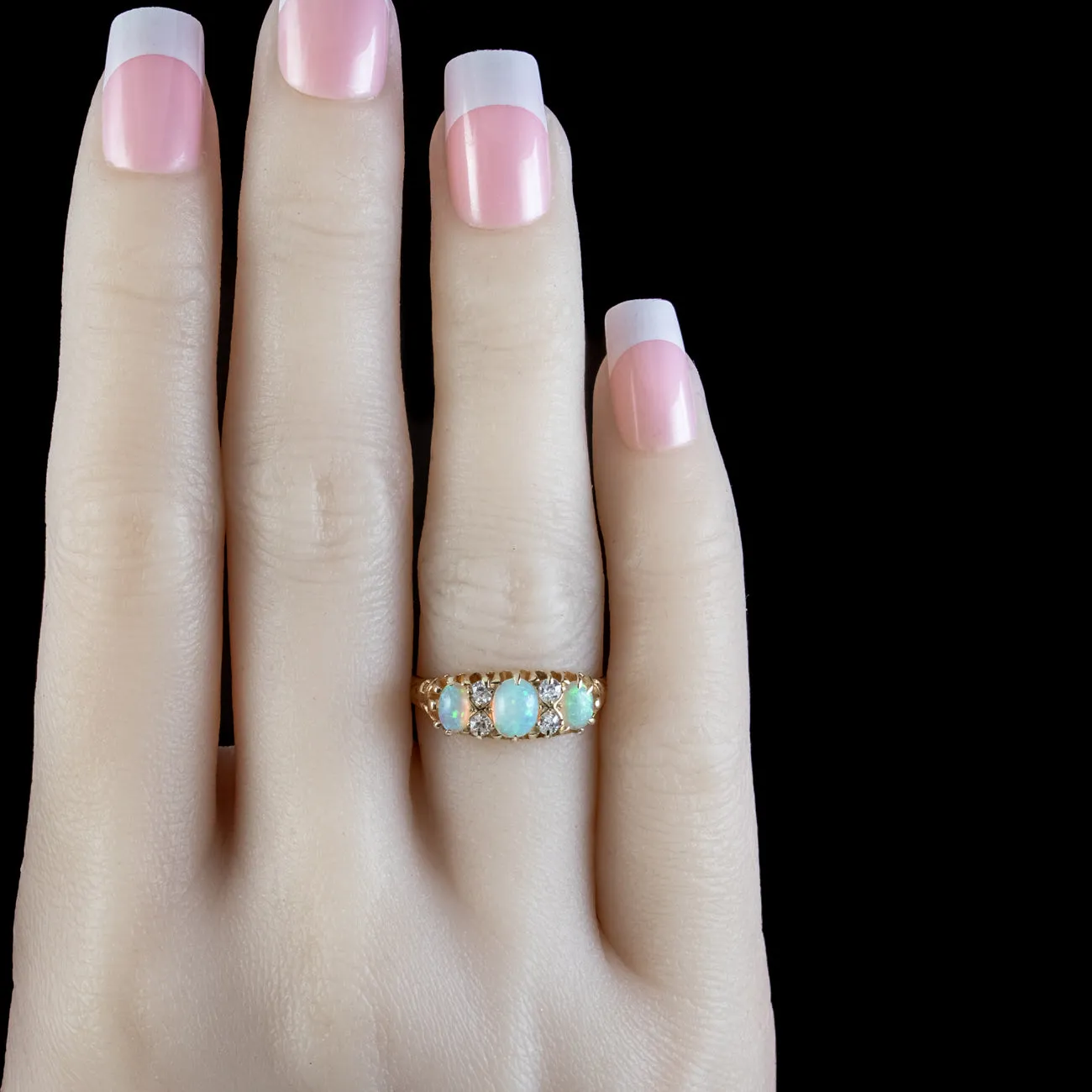 Antique Victorian Opal Diamond Ring 1ct Of Opal