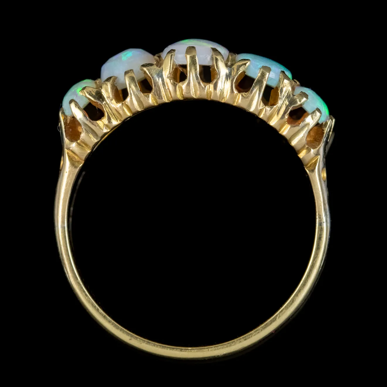 Antique Victorian Opal Five Stone Ring 18ct Gold 4ct Of Opal Circa 1880