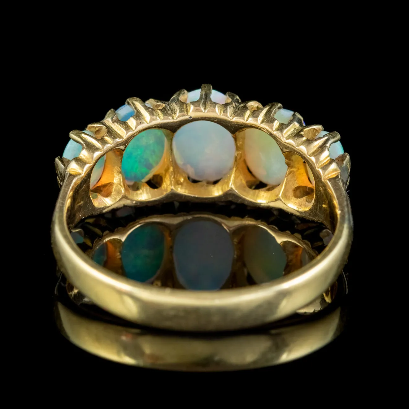 Antique Victorian Opal Five Stone Ring 18ct Gold 4ct Of Opal Circa 1880