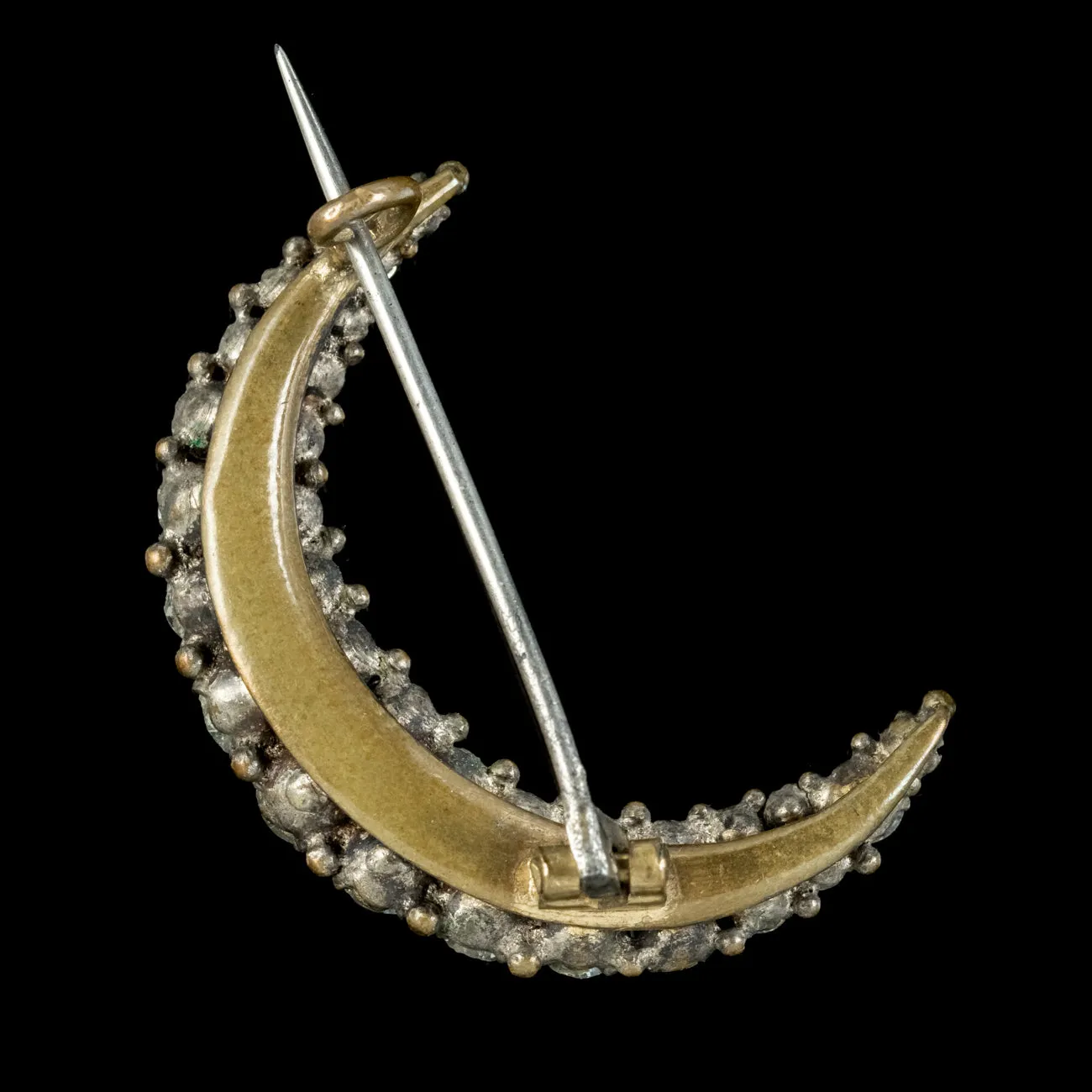 Antique Victorian Paste Crescent Moon Brooch Circa 1890