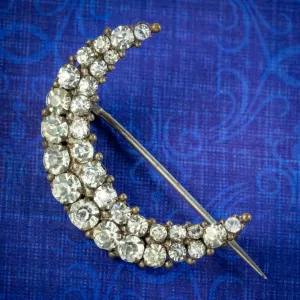 Antique Victorian Paste Crescent Moon Brooch Circa 1890