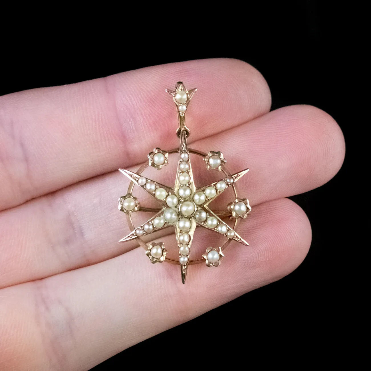Antique Victorian Pearl Brooch 9Ct Gold Circa 1900