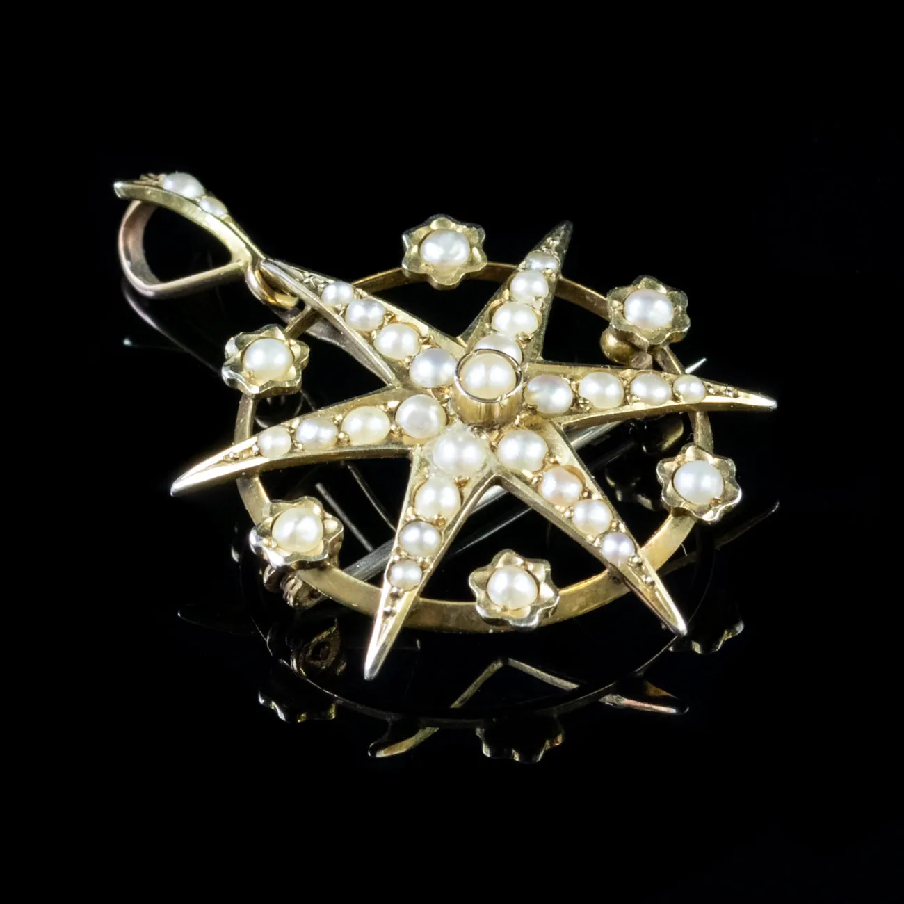 Antique Victorian Pearl Brooch 9Ct Gold Circa 1900
