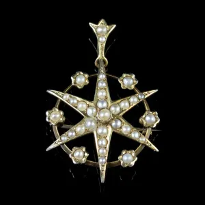 Antique Victorian Pearl Brooch 9Ct Gold Circa 1900